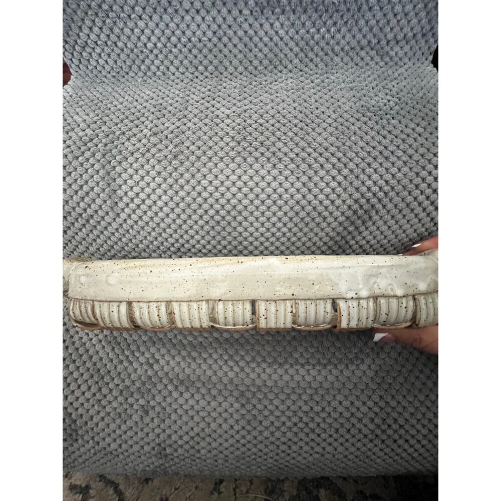 Parmentier North Carolina Art Pottery Basket Weave Ceramic Basket Vintage